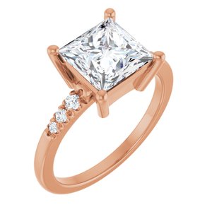 14K Rose Gold 7.5x7.5 mm Square Ring Mounting