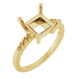 18K Yellow Gold 7.5x7.5 mm Square Ring Mounting – image 2