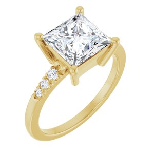 18K Yellow Gold 7.5x7.5 mm Square Ring Mounting