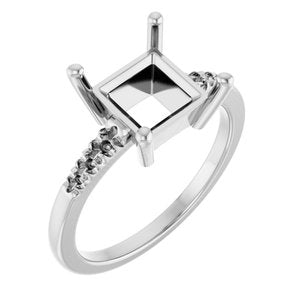 14K White Gold 7.5x7.5 mm Square Ring Mounting – image 2