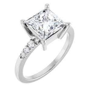 Sterling Silver 7.5x7.5 mm Square Ring Mounting