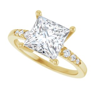 10K Yellow Gold 7.5x7.5 mm Square Ring Mounting – image 8