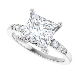 18K White Gold 7.5x7.5 mm Square Ring Mounting – image 8