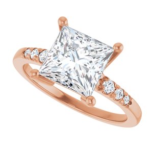 14K Rose Gold 7.5x7.5 mm Square Ring Mounting – image 8