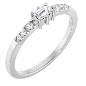 Sterling Silver 3.75x2.5 mm Emerald Ring Mounting