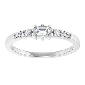 Sterling Silver 3.75x2.5 mm Emerald Ring Mounting – image 5