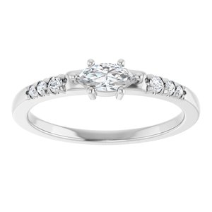 18K White Gold 6x3 mm Marquise Ring Mounting – image 5