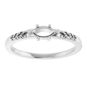 14K X1 White Gold 6x3 mm Marquise Ring Mounting – image 6