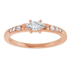 18K Rose Gold 6x3 mm Marquise Ring Mounting – image 5