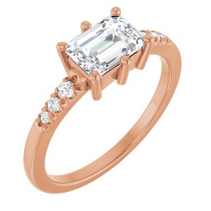 10K Rose Gold 7x5 mm Emerald Ring Mounting