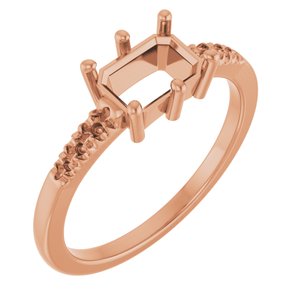 10K Rose Gold 7x5 mm Emerald Ring Mounting – image 2