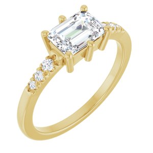 14K Yellow Gold 7x5 mm Emerald Ring Mounting