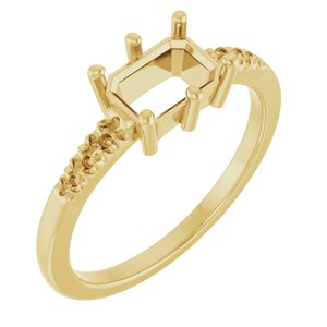 10K Yellow Gold 7x5 mm Emerald Ring Mounting – image 2
