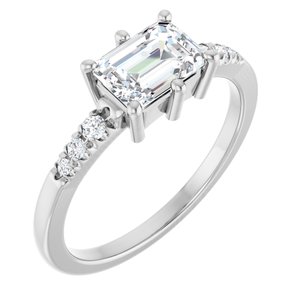Platinum 7x5 mm Emerald Ring Mounting