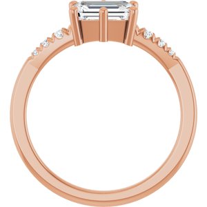 10K Rose Gold 7x5 mm Emerald Ring Mounting – image 3