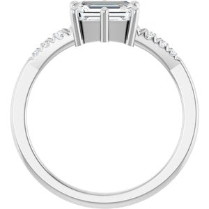 10K White Gold 7x5 mm Emerald Ring Mounting – image 3