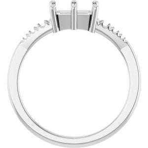 18K White Gold 7x5 mm Emerald Ring Mounting – image 4
