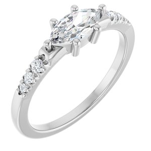 10K White Gold 8x4 mm Marquise Ring Mounting