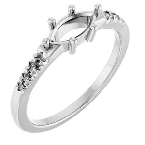 14K White Gold 8x4 mm Marquise Ring Mounting – image 2