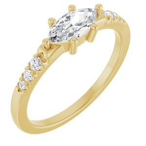 18K Yellow Gold 8x4 mm Marquise Ring Mounting