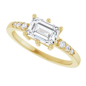 18K Yellow Gold 7x5 mm Emerald Ring Mounting – image 8