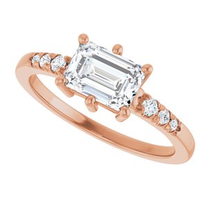 10K Rose Gold 7x5 mm Emerald Ring Mounting – image 8