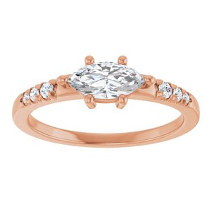 14K Rose Gold 8x4 mm Marquise Ring Mounting – image 5