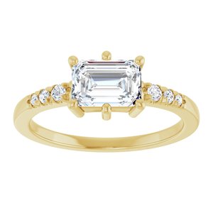 14K Yellow Gold 7x5 mm Emerald Ring Mounting – image 5
