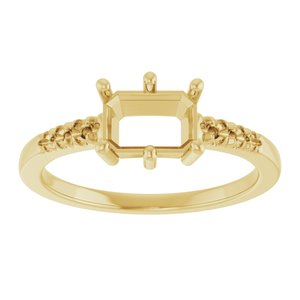 14K Yellow Gold 7x5 mm Emerald Ring Mounting – image 6