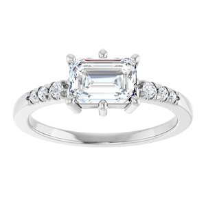 10K White Gold 7x5 mm Emerald Ring Mounting – image 5