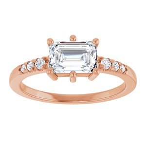 18K Rose Gold 7x5 mm Emerald Ring Mounting – image 5
