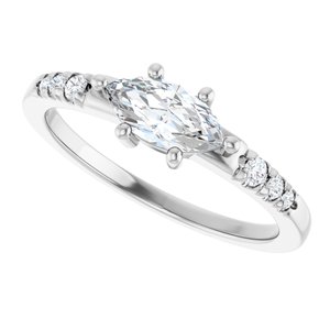 10K White Gold 8x4 mm Marquise Ring Mounting – image 8
