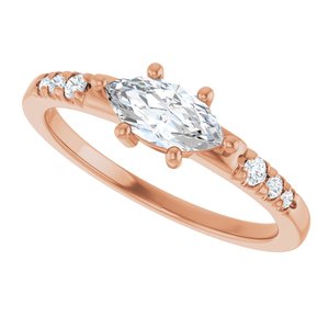 14K Rose Gold 8x4 mm Marquise Ring Mounting – image 8