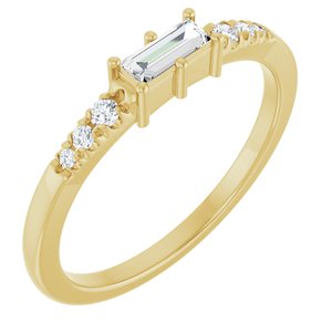 18K Yellow Gold 5x2 mm Straight Baguette Ring Mounting