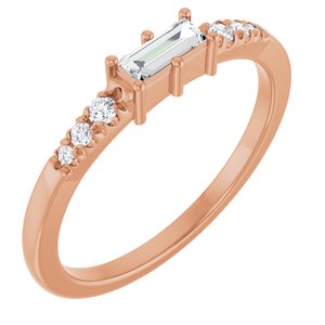 14K Rose Gold 5x2 mm Straight Baguette Ring Mounting