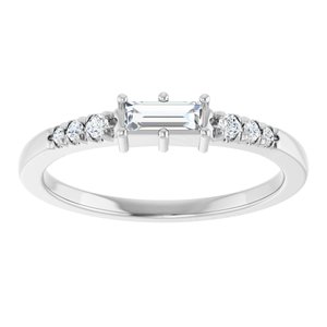 14K X1 White Gold 5x2 mm Straight Baguette Ring Mounting – image 5