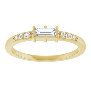 18K Yellow Gold 5x2 mm Straight Baguette Ring Mounting – image 5