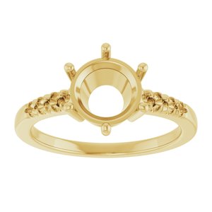 14K Yellow Gold 8 mm Round Ring Mounting – image 6