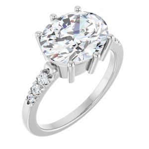 14K White Gold 11x9 mm Oval Ring Mounting