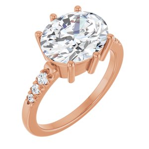 18K Rose Gold 11x9 mm Oval Ring Mounting