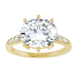 10K Yellow Gold 11x9 mm Oval Ring Mounting – image 5