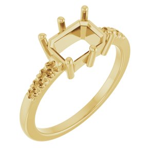10K Yellow Gold 8x6 mm Emerald Ring Mounting – image 2