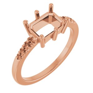 14K Rose Gold 8x6 mm Emerald Ring Mounting – image 2