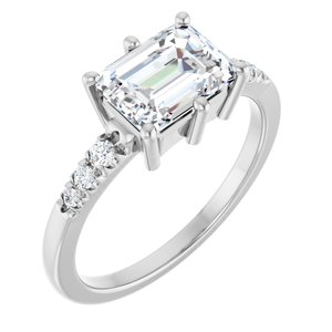 Platinum 8x6 mm Emerald Ring Mounting
