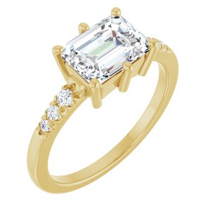 14K Yellow Gold 8x6 mm Emerald Ring Mounting
