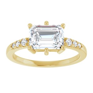 10K Yellow Gold 8x6 mm Emerald Ring Mounting – image 5