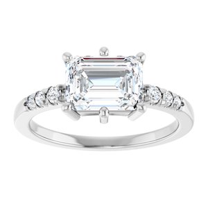 Sterling Silver 8x6 mm Emerald Ring Mounting – image 5