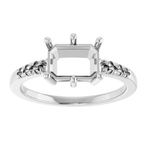 14K White Gold 8x6 mm Emerald Ring Mounting – image 6