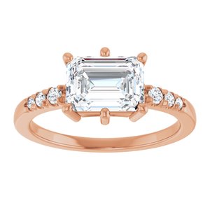 14K Rose Gold 8x6 mm Emerald Ring Mounting – image 5