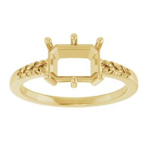 10K Yellow Gold 8x6 mm Emerald Ring Mounting – image 6